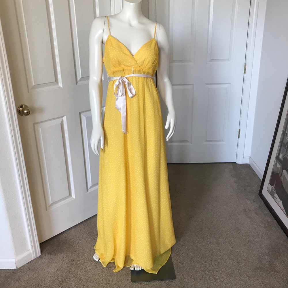 Vintage Betsey Johnson Yellow Silk Maxi Dress 8